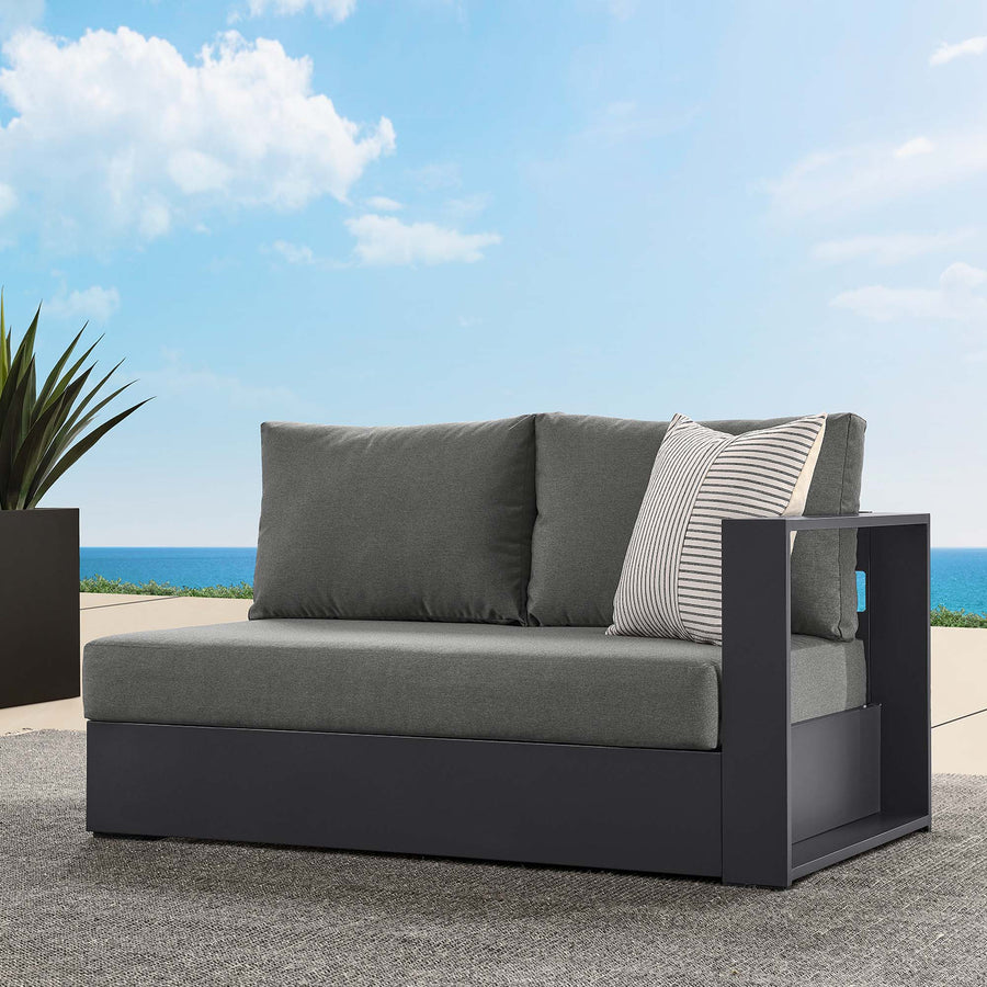 Aspen Outdoor Patio Powder-Coated Aluminum Modular Right-Facing Loveseat in Gray Charcoal