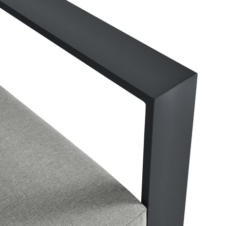 Tahoe Outdoor Patio Powder-Coated Aluminum Modular Right-Facing Loveseat in Gray Gray