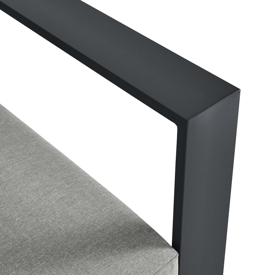 Aspen Outdoor Patio Powder-Coated Aluminum Modular Right-Facing Loveseat in Gray Gray