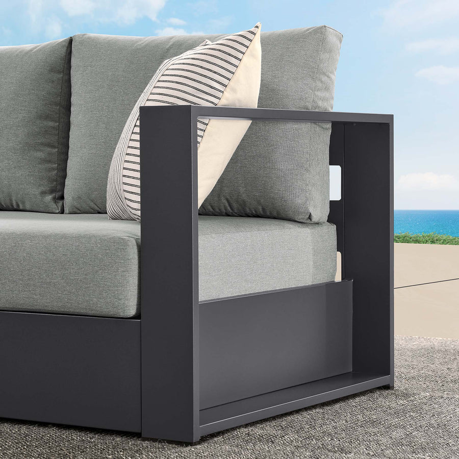Aspen Outdoor Patio Powder-Coated Aluminum Modular Right-Facing Loveseat in Gray Gray