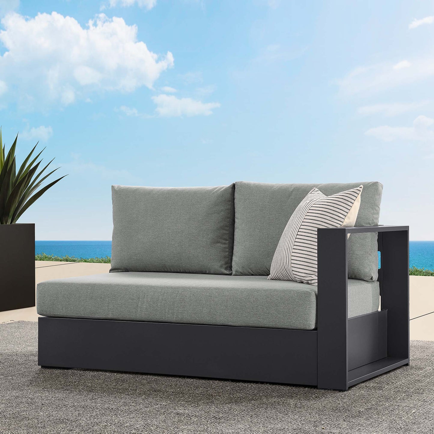 Tahoe Outdoor Patio Powder-Coated Aluminum Modular Right-Facing Loveseat by Furniture for America