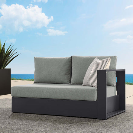 Tahoe Outdoor Patio Powder-Coated Aluminum Modular Right-Facing Loveseat in Gray Gray