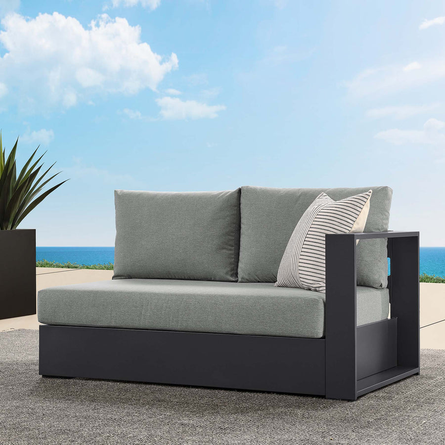 Aspen Outdoor Patio Powder-Coated Aluminum Modular Right-Facing Loveseat in Gray Gray
