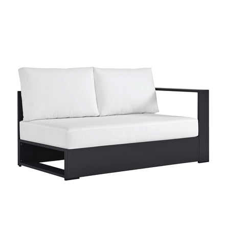 Tahoe Outdoor Patio Powder-Coated Aluminum Modular Right-Facing Loveseat in Gray White