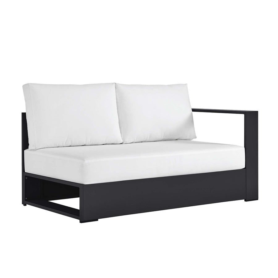 Aspen Outdoor Patio Powder-Coated Aluminum Modular Right-Facing Loveseat in Gray White
