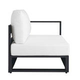 Aspen Outdoor Patio Powder-Coated Aluminum Modular Right-Facing Loveseat in Gray White