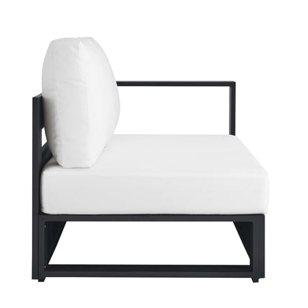 Tahoe Outdoor Patio Powder-Coated Aluminum Modular Right-Facing Loveseat in Gray White