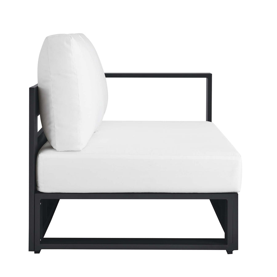 Aspen Outdoor Patio Powder-Coated Aluminum Modular Right-Facing Loveseat in Gray White