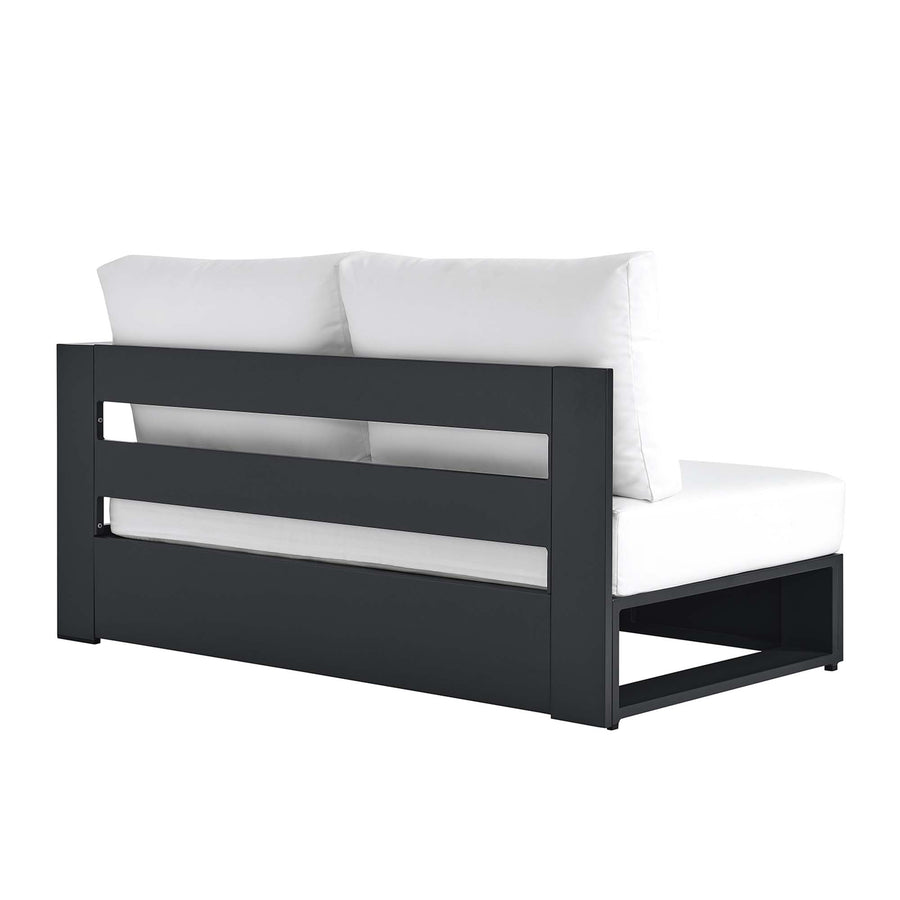 Aspen Outdoor Patio Powder-Coated Aluminum Modular Right-Facing Loveseat in Gray White