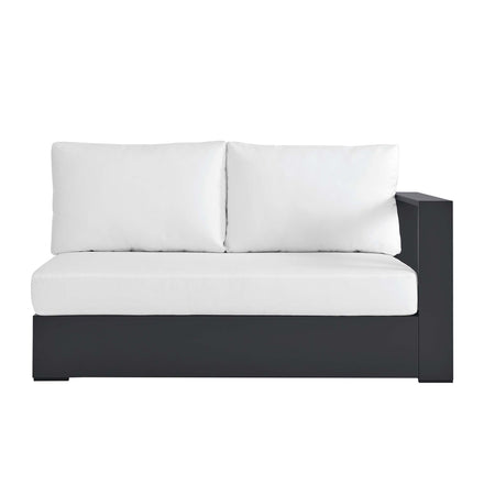 Tahoe Outdoor Patio Powder-Coated Aluminum Modular Right-Facing Loveseat in Gray White