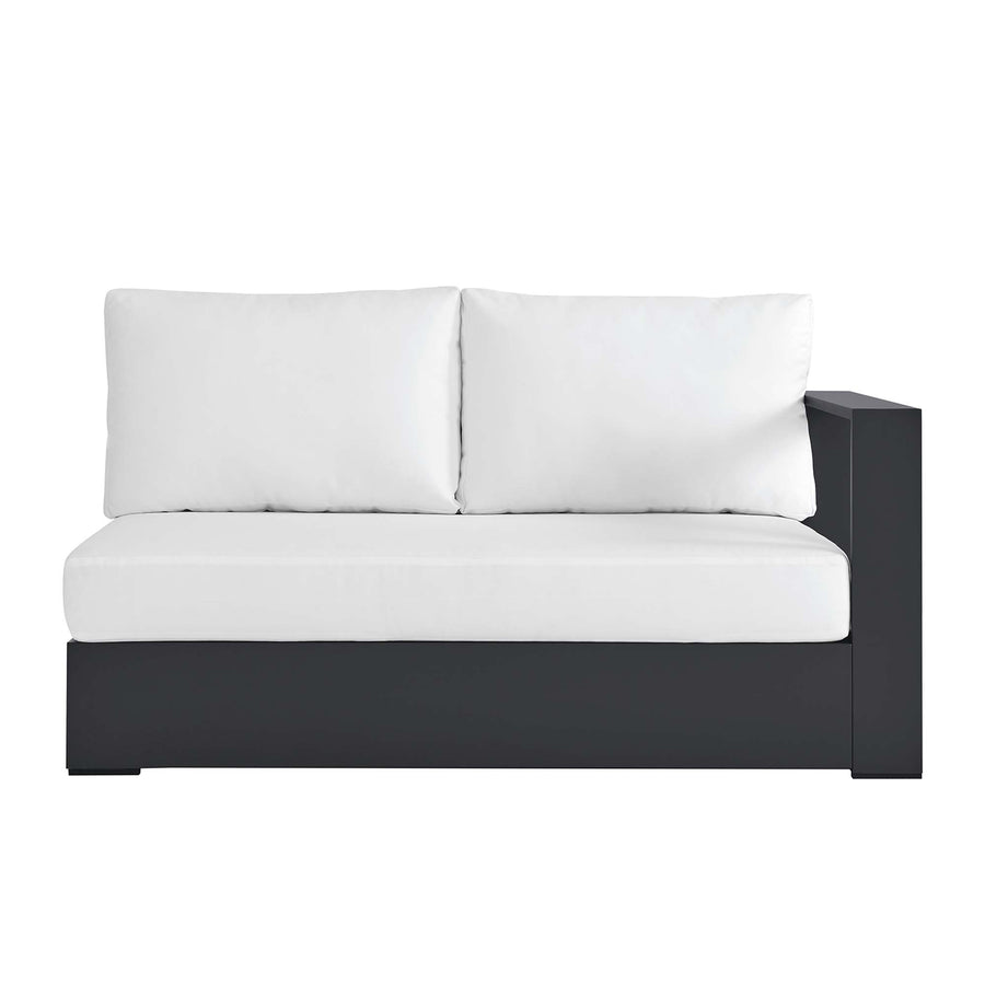Aspen Outdoor Patio Powder-Coated Aluminum Modular Right-Facing Loveseat in Gray White