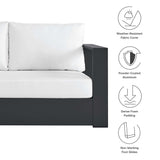 Aspen Outdoor Patio Powder-Coated Aluminum Modular Right-Facing Loveseat in Gray White