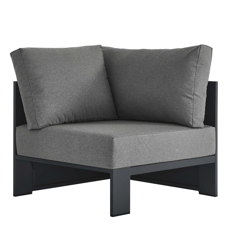 Aspen Outdoor Patio Powder-Coated Aluminum Modular Corner Chair in Gray Charcoal