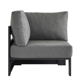 Aspen Outdoor Patio Powder-Coated Aluminum Modular Corner Chair in Gray Charcoal
