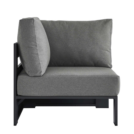 Tahoe Outdoor Patio Powder-Coated Aluminum Modular Corner Chair in Gray Charcoal