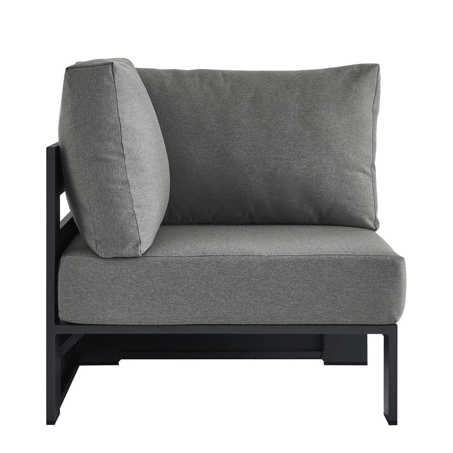 Aspen Outdoor Patio Powder-Coated Aluminum Modular Corner Chair in Gray Charcoal