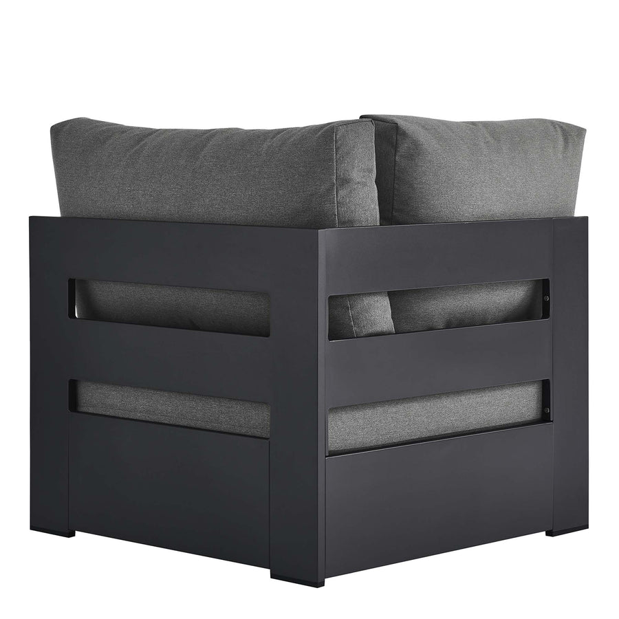 Aspen Outdoor Patio Powder-Coated Aluminum Modular Corner Chair in Gray Charcoal