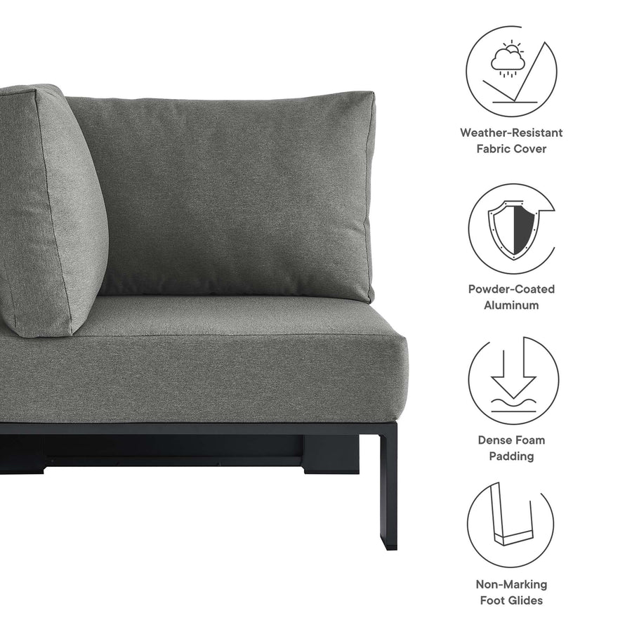 Aspen Outdoor Patio Powder-Coated Aluminum Modular Corner Chair in Gray Charcoal