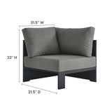 Aspen Outdoor Patio Powder-Coated Aluminum Modular Corner Chair in Gray Charcoal