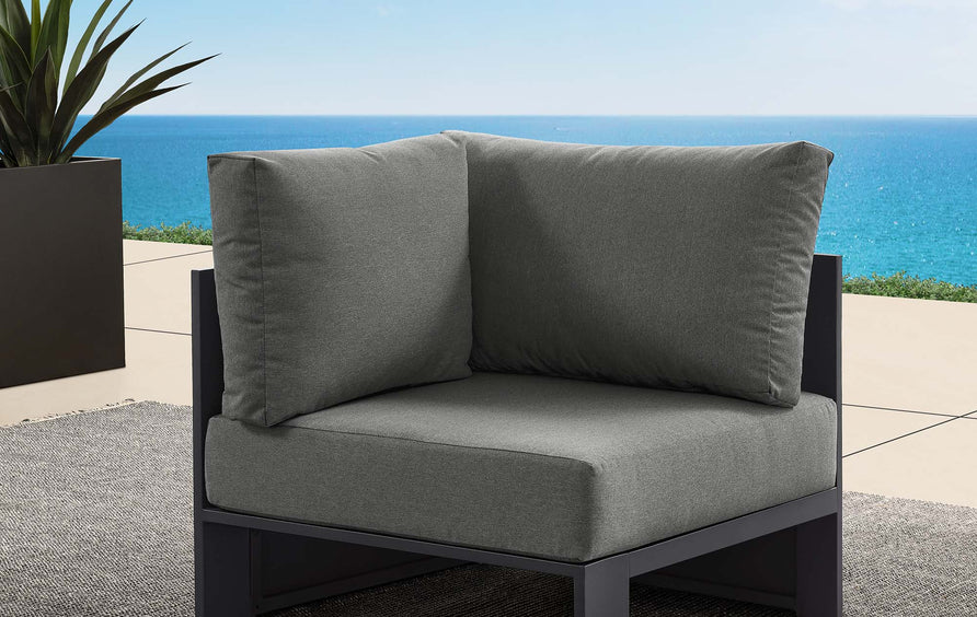 Aspen Outdoor Patio Powder-Coated Aluminum Modular Corner Chair in Gray Charcoal