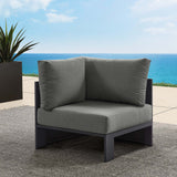 Aspen Outdoor Patio Powder-Coated Aluminum Modular Corner Chair in Gray Charcoal