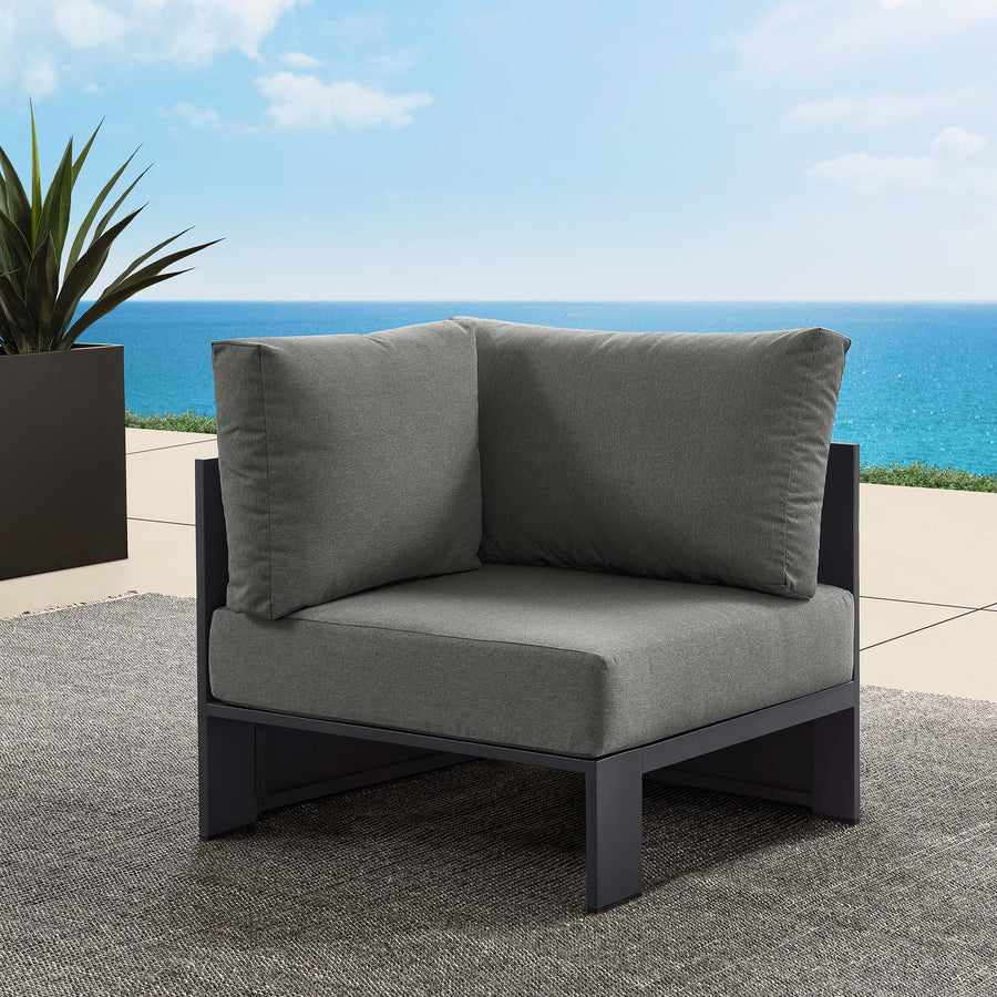 Aspen Outdoor Patio Powder-Coated Aluminum Modular Corner Chair in Gray Charcoal