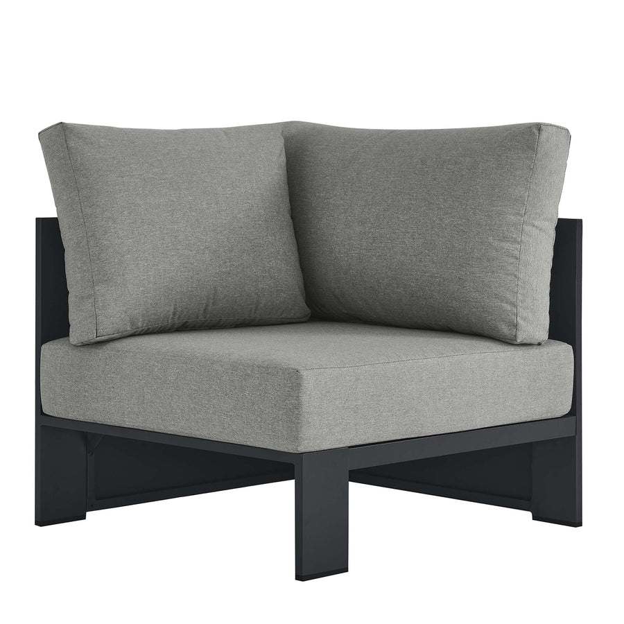 Aspen Outdoor Patio Powder-Coated Aluminum Modular Corner Chair in Gray Gray