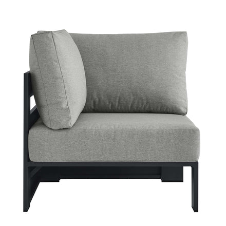 Tahoe Outdoor Patio Powder-Coated Aluminum Modular Corner Chair in Gray Gray