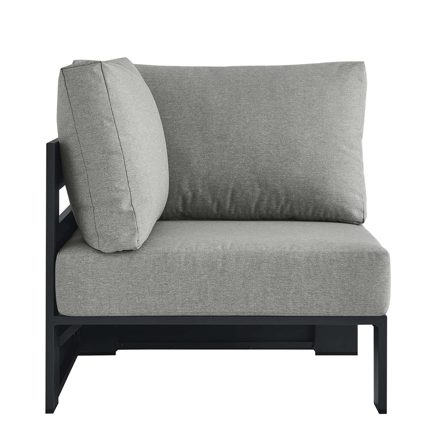 Aspen Outdoor Patio Powder-Coated Aluminum Modular Corner Chair in Gray Gray