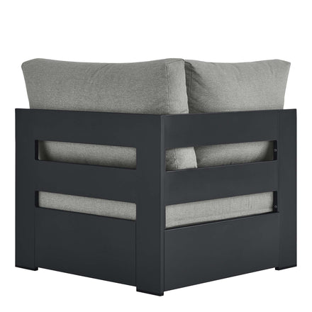 Tahoe Outdoor Patio Powder-Coated Aluminum Modular Corner Chair in Gray Gray