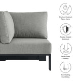 Aspen Outdoor Patio Powder-Coated Aluminum Modular Corner Chair in Gray Gray