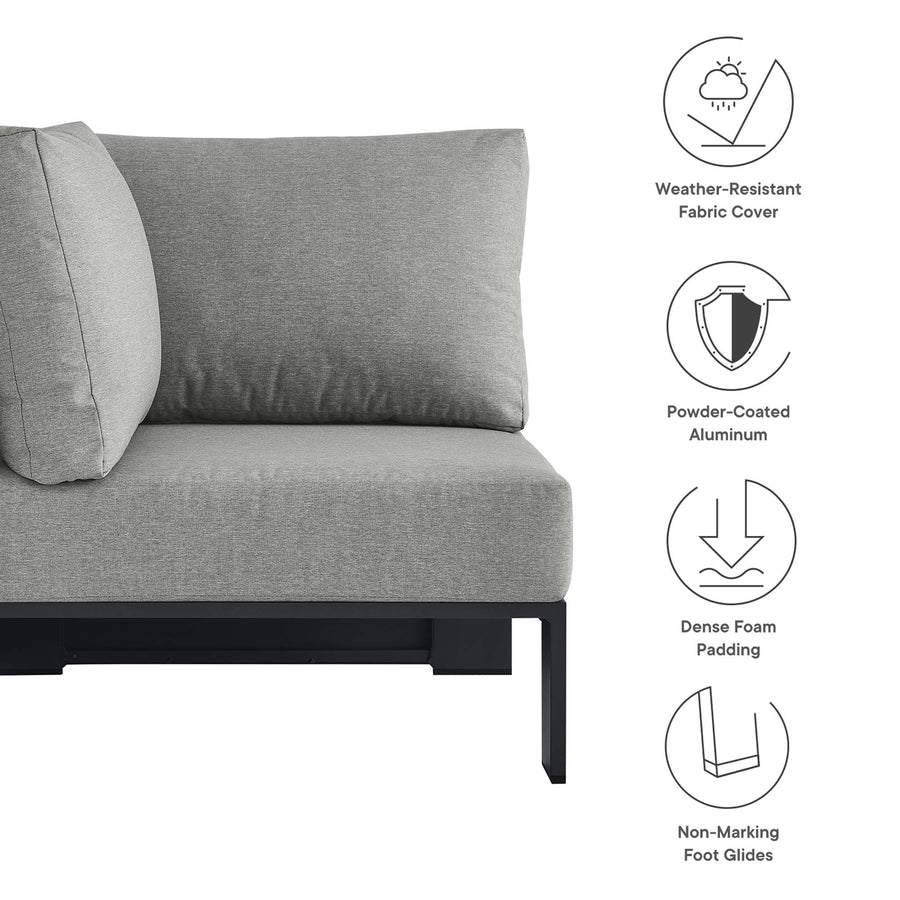Aspen Outdoor Patio Powder-Coated Aluminum Modular Corner Chair in Gray Gray