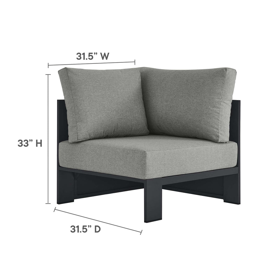 Aspen Outdoor Patio Powder-Coated Aluminum Modular Corner Chair in Gray Gray