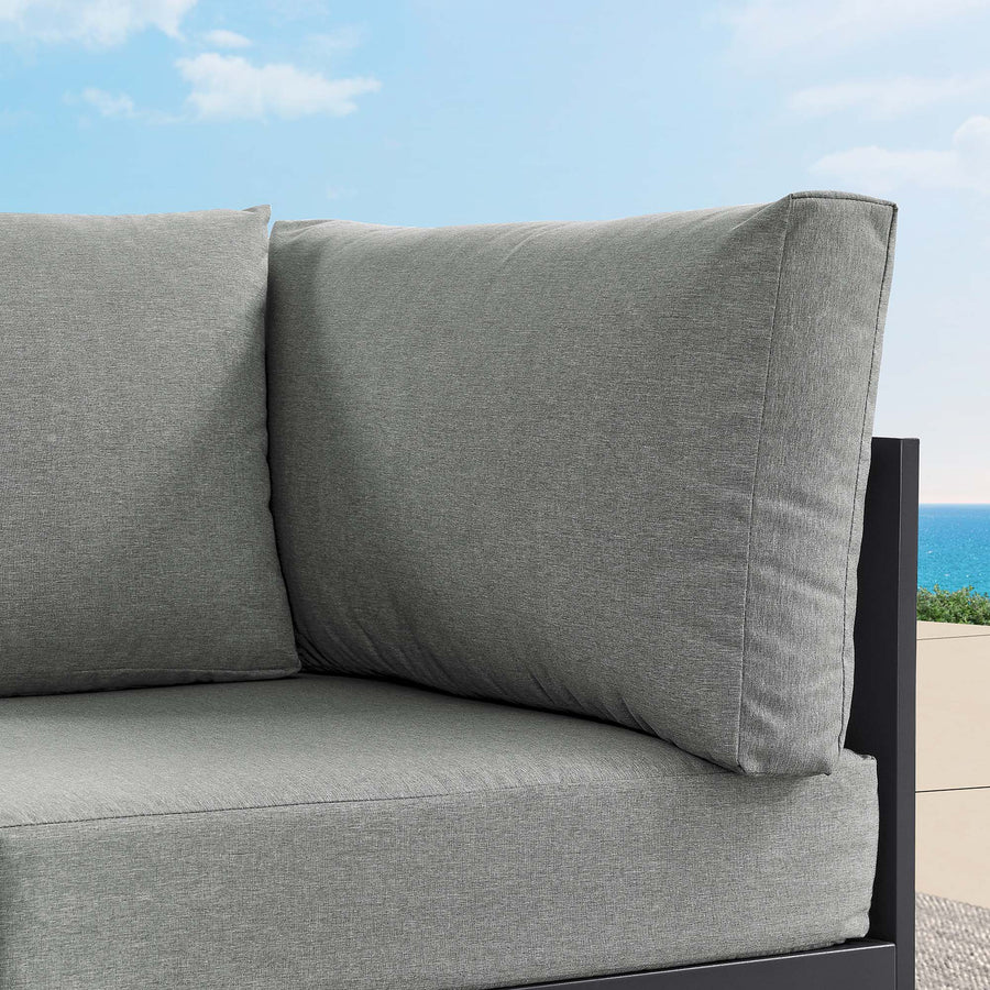 Aspen Outdoor Patio Powder-Coated Aluminum Modular Corner Chair in Gray Gray