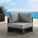 Aspen Outdoor Patio Powder-Coated Aluminum Modular Corner Chair in Gray Gray