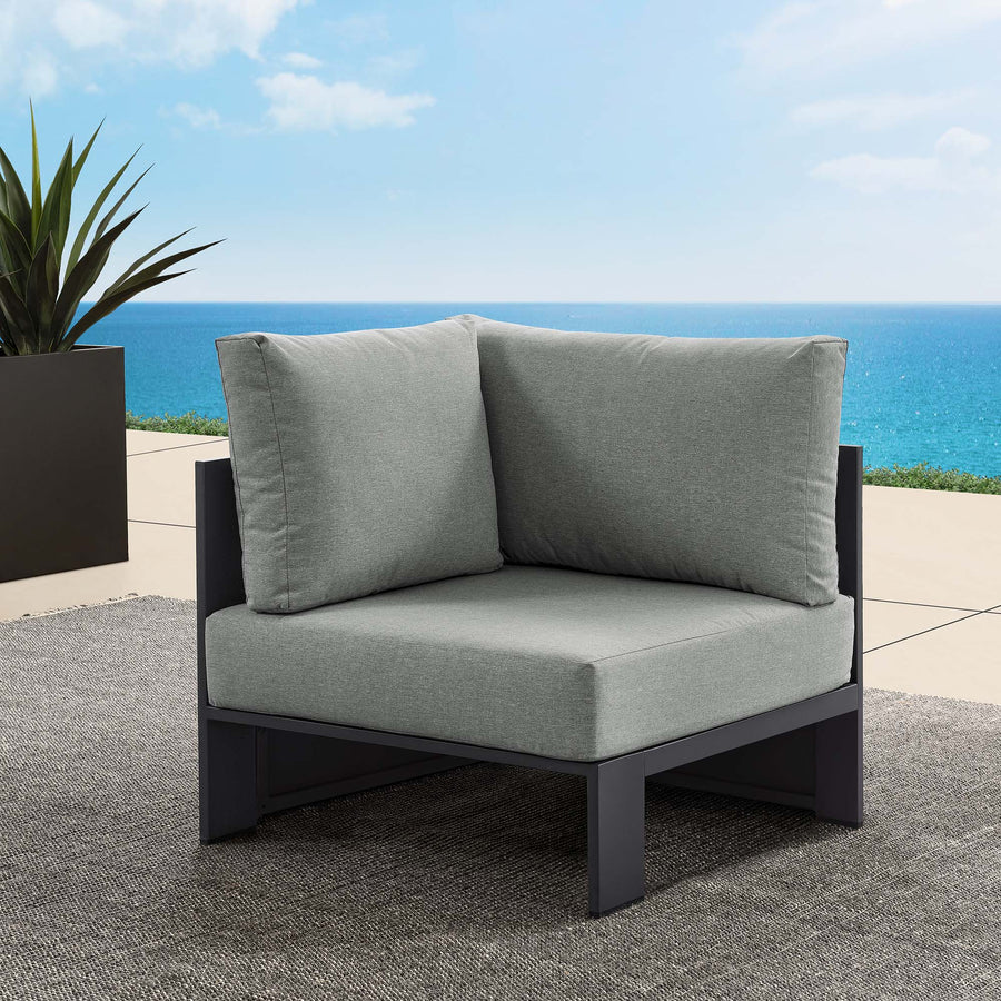 Aspen Outdoor Patio Powder-Coated Aluminum Modular Corner Chair in Gray Gray