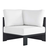 Aspen Outdoor Patio Powder-Coated Aluminum Modular Corner Chair in Gray White