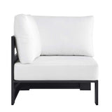 Aspen Outdoor Patio Powder-Coated Aluminum Modular Corner Chair in Gray White