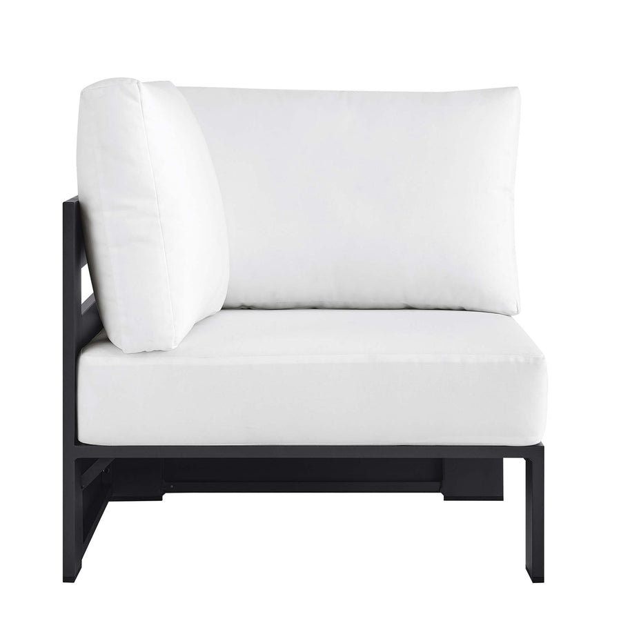 Aspen Outdoor Patio Powder-Coated Aluminum Modular Corner Chair in Gray White