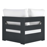 Aspen Outdoor Patio Powder-Coated Aluminum Modular Corner Chair in Gray White