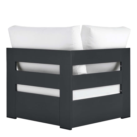 Tahoe Outdoor Patio Powder-Coated Aluminum Modular Corner Chair in Gray White