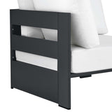 Aspen Outdoor Patio Powder-Coated Aluminum Modular Corner Chair in Gray White