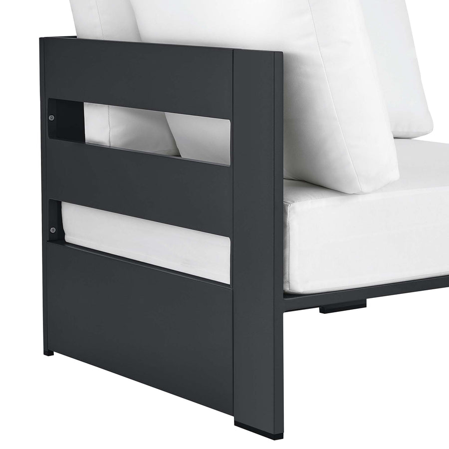 Aspen Outdoor Patio Powder-Coated Aluminum Modular Corner Chair in Gray White