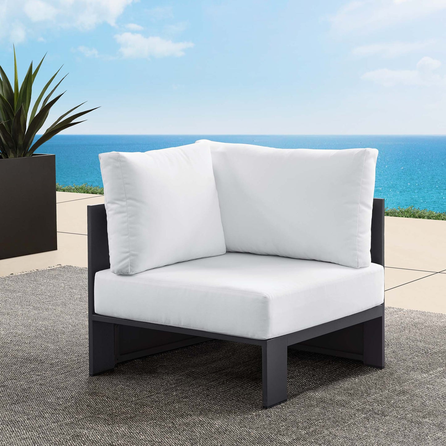 Tahoe Outdoor Patio Powder-Coated Aluminum Modular Corner Chair by Furniture For America