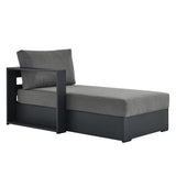 Aspen Outdoor Patio Powder-Coated Aluminum Modular Left-Facing Chaise Lounge in Gray Charcoal