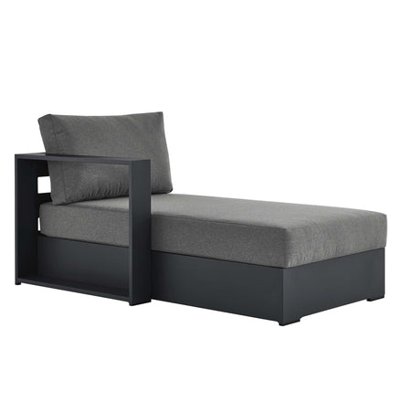 Tahoe Outdoor Patio Powder-Coated Aluminum Modular Left-Facing Chaise Lounge in Gray Charcoal