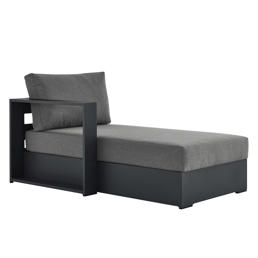 Aspen Outdoor Patio Powder-Coated Aluminum Modular Left-Facing Chaise Lounge in Gray Charcoal
