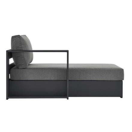 Tahoe Outdoor Patio Powder-Coated Aluminum Modular Left-Facing Chaise Lounge in Gray Charcoal