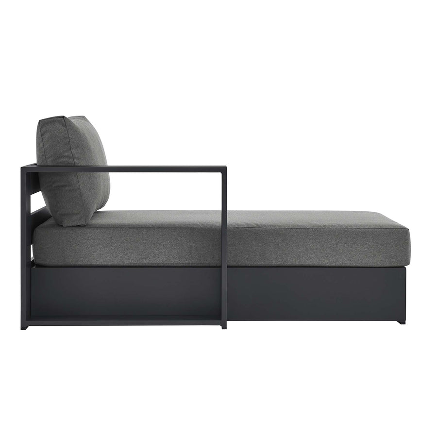 Aspen Outdoor Patio Powder-Coated Aluminum Modular Left-Facing Chaise Lounge in Gray Charcoal