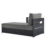 Aspen Outdoor Patio Powder-Coated Aluminum Modular Left-Facing Chaise Lounge in Gray Charcoal